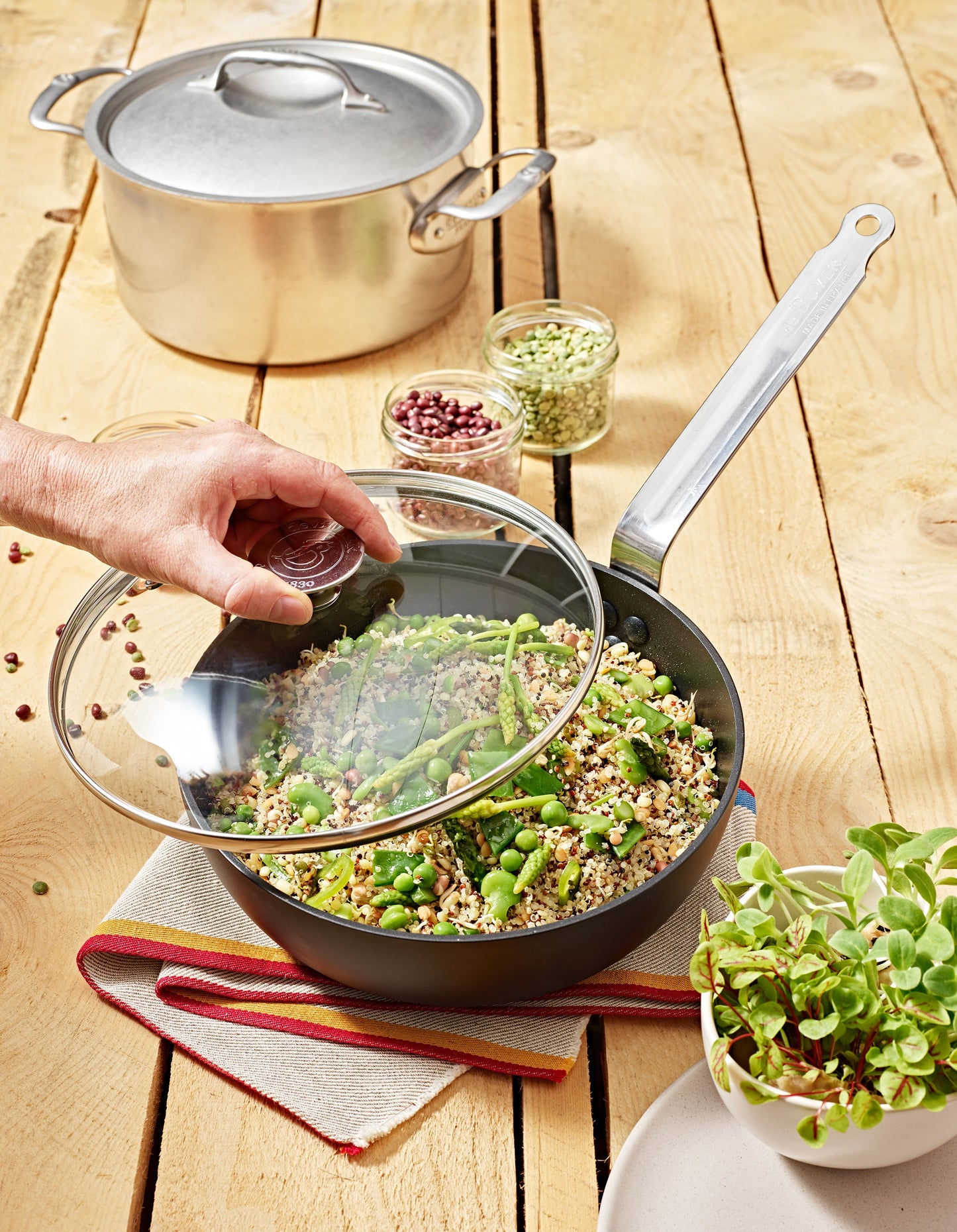 De Buyer 14cm Glass Lid with Stainless Steel Knob