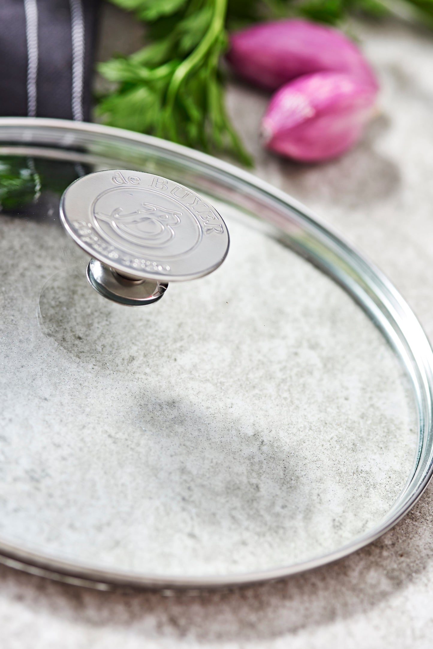 De Buyer 14cm Glass Lid with Stainless Steel Knob